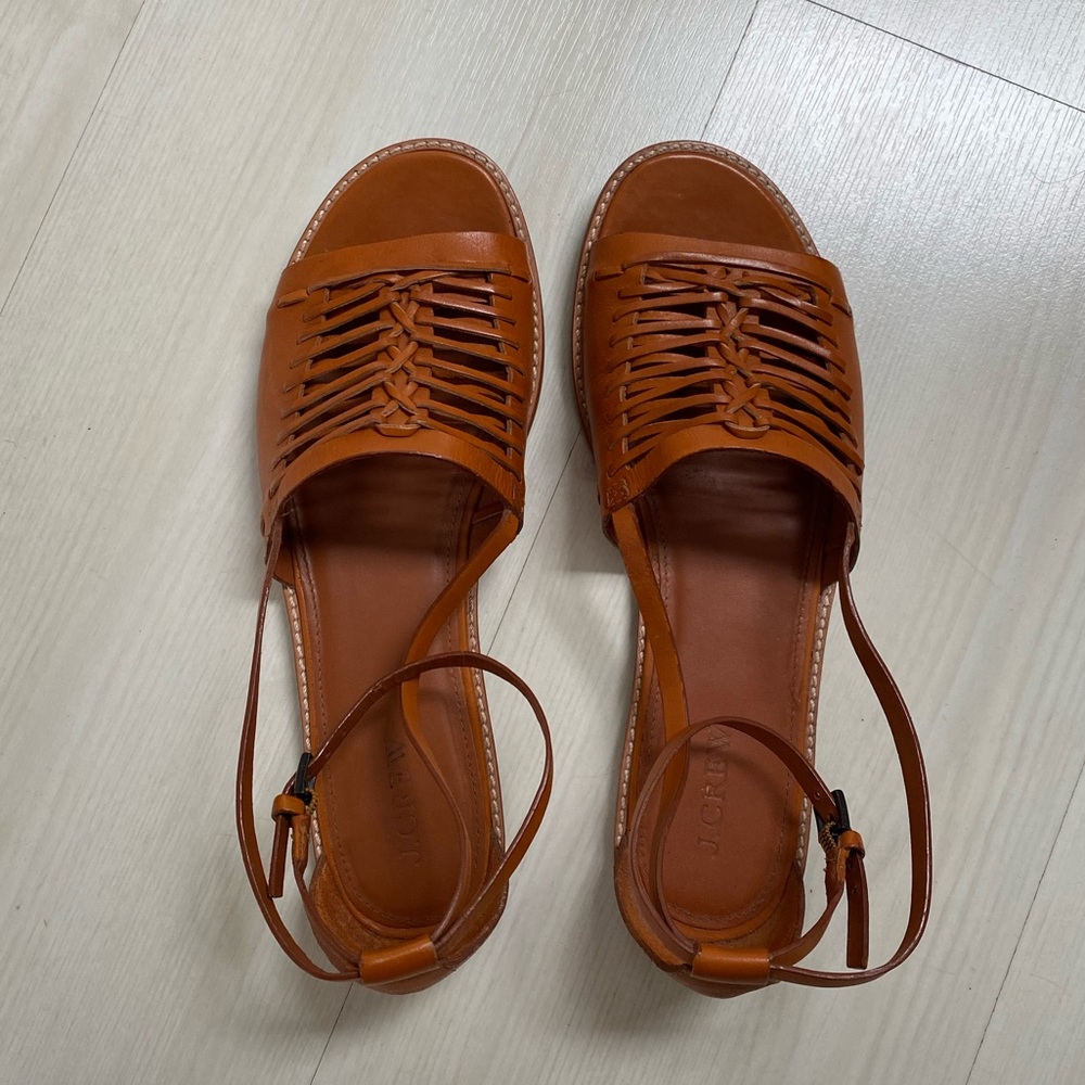 J.Crew Cognac Huarache Leather Sandals